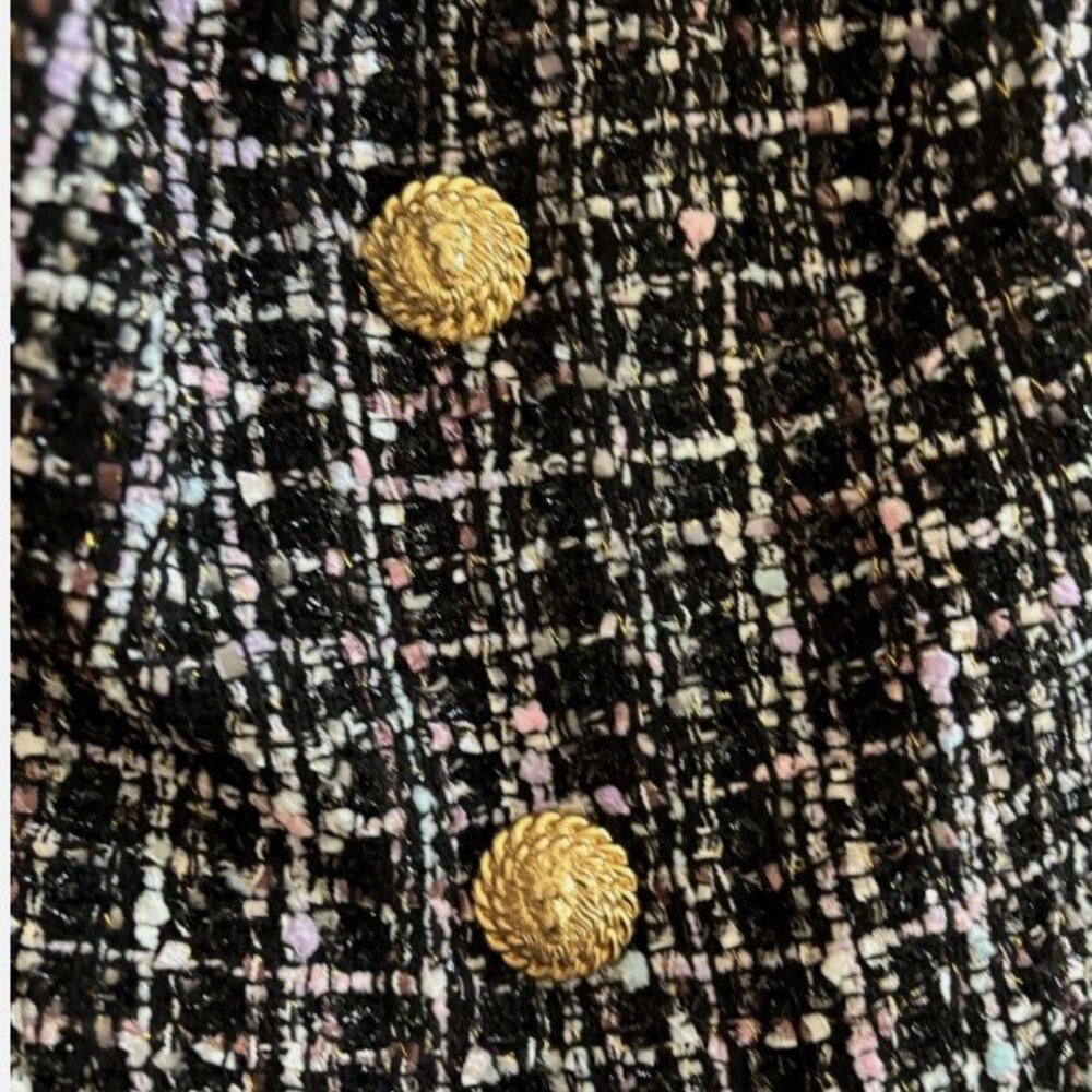 NWT Authentic Balmain Tweed Buttoned Fringe Minid… - image 3